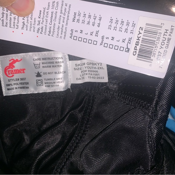 Cramer bundle of 5 Football pants Thunder 7 padded girdle game sport youth mens - Picture 8 of 13